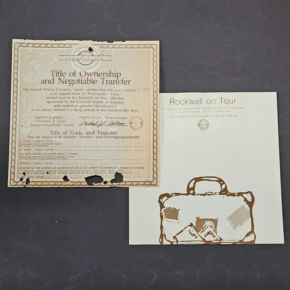 Norman Rockwell European Tour Newell Pottery Plate Set‎ 4pc Brand New